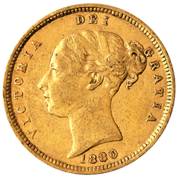 Pre-Owned 1880 London Mint DN.124 Victorian 'Shield' Half Sovereign Gold Coin