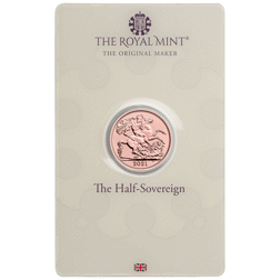 Pre-Owned 2021 UK Half Sovereign Gold Coin - Carded