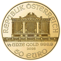 2026 Austrian Philharmonic 1/2oz Gold Coin