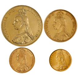 Pre-Owned 1887 UK Sovereign Gold 4-Coin Collection