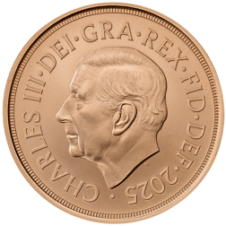 Pre-Owned 2025 UK Brilliant Uncirculated Five-Sovereign Piece Gold Coin