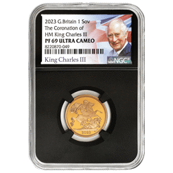 Pre-Owned 2023 UK Coronation Sovereign Proof Gold Coin - NGC Graded PF69 - 8220870-049