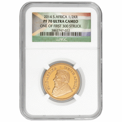 Pre-Owned 2014 South African Krugerrand 1/2oz Gold Coin - NGC Graded PF70 - 3862747-022