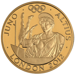 Pre-Owned UK London 2012 Olympics Juno 1/4oz Proof Gold Coin
