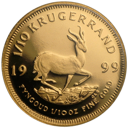 Pre-Owned 1999 South African Krugerrand 1/10oz Proof Gold Coin