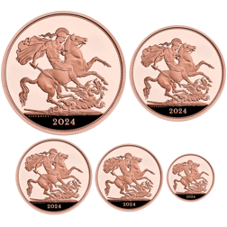 Pre-Owned 2024 UK Sovereign Proof Gold 5-Coin Set - Missing Outer Box