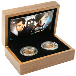 Pre-Owned UK Royal Mint Doctor Who - The Tenth & Eleventh Doctor Proof Gold 2-Medal Set
