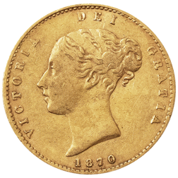 Pre-Owned 1870 London Mint DN.36 Victorian 'Shield' Half Sovereign Gold Coin