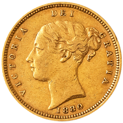 Pre-Owned 1880 London Mint DN.129 Victorian 'Shield' Half Sovereign Gold Coin