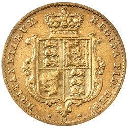 Pre-Owned 1869 London Mint DN.11 Victorian 'Shield' Half Sovereign Gold Coin