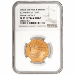 Pre-Owned 2020 UK Winnie the Pooh 50p Proof Gold Coin - NGC Graded PF70 - 6028365-034