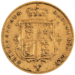 Pre-Owned 1872 London Mint DN.43 Victorian 'Shield' Half Sovereign Gold Coin