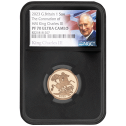 Pre-Owned 2023 UK Coronation Full Sovereign Proof Gold Coin - NGC Graded PF70 - 8221818-207
