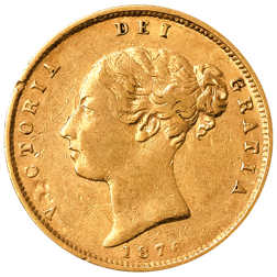 Pre-Owned 1876 London Mint DN.63 Victorian 'Shield' Half Sovereign Gold Coin