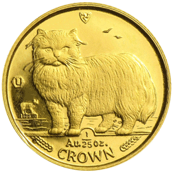 Pre-Owned 1989 Isle of Man Persian Cat 1/25oz Gold Coin