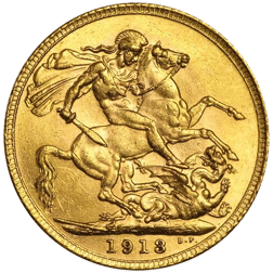 Pre-Owned 1913 Canada Mint George V Full Sovereign Gold Coin