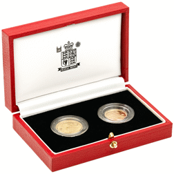 Pre-Owned 1997 UK Half Sovereign and Britannia 1/4oz Proof Gold 2-Coin Set