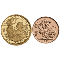 Pre-Owned 1997 UK Half Sovereign and Britannia 1/4oz Proof Gold 2-Coin Set