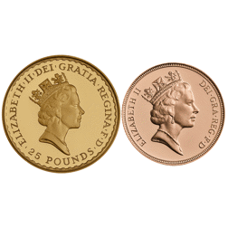 Pre-Owned 1997 UK Half Sovereign and Britannia 1/4oz Proof Gold 2-Coin Set