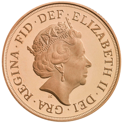 Pre-Owned 2015 UK 'Fifth Portrait' Half Sovereign Proof Design Gold Coin