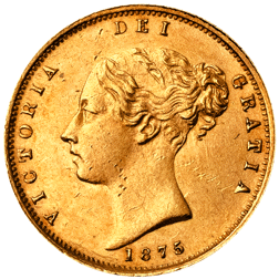 Pre-Owned 1875 London Mint DN.42 Victorian 'Shield' Half Sovereign Gold Coin