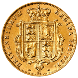 Pre-Owned 1876 London Mint DN.37 Victorian 'Shield' Half Sovereign Gold Coin