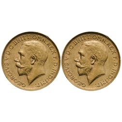 Pre-Owned UK Platinum Wedding Birth Year 1921 and 1926 Full Sovereign Gold 2-Coin Set