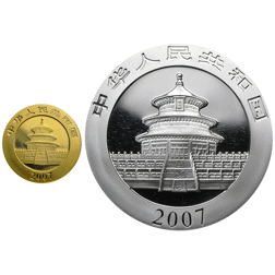 Pre-Owned 2007 Chinese Panda Proof Gold and Silver 2-Coin Collection