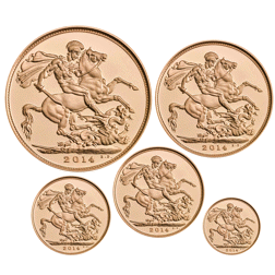 Pre-Owned 2014 UK Sovereign Proof Gold 5-Coin Collection