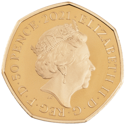 Pre-Owned 2021 UK 'Winnie the Pooh and Friends' 50p Proof Gold Coin