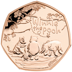 Pre-Owned 2022 UK 'Winnie the Pooh and Friends' 50p Proof Gold Coin
