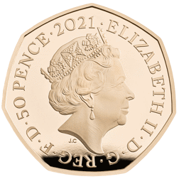 Pre-Owned 2021 UK 'Owl' 50p Proof Gold Coin