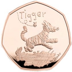 Pre-Owned 2021 UK 'Tigger' 50p Proof Gold Coin