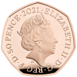 Pre-Owned 2021 UK 'Tigger' 50p Proof Gold Coin