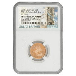 Pre-Owned 2021 UK Half Sovereign Proof Gold Coin - NGC Graded PF69 - 6081616-001