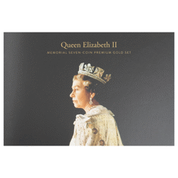 Pre-Owned 2022 Queen Elizabeth II Memorial 7-Coin Premium Gold Set - Damaged Sleeve