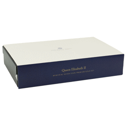 Pre-Owned 2022 Queen Elizabeth II Memorial 7-Coin Premium Gold Set - Damaged Sleeve