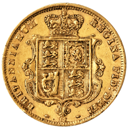 Pre-Owned 1874 London Mint DN.17 Victorian 'Shield' Half Sovereign Gold Coin