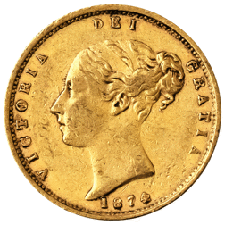 Pre-Owned 1874 London Mint DN.17 Victorian 'Shield' Half Sovereign Gold Coin