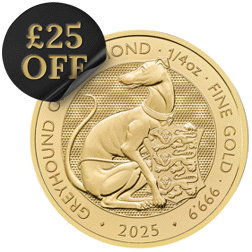 2025 UK Tudor Beasts Greyhound of Richmond 1/4oz Gold Coin