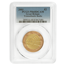 Pre-Owned 2001 UK Marconi £2 Proof Gold Coin - PCGS Graded PR68 - 389016.68/83867680