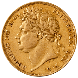 Pre-Owned 1824 George IV Laureate Head Full Sovereign Gold Coin