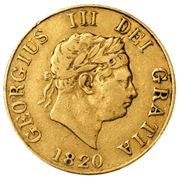 Pre-Owned 1820 George III Laureate Head Half Sovereign Gold Coin