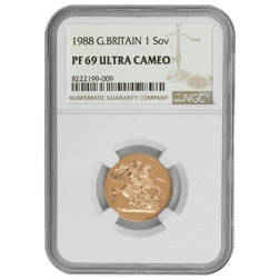 Pre-Owned 1988 UK Full Sovereign Proof Gold Coin - NGC Graded PF69 - 8222199-009