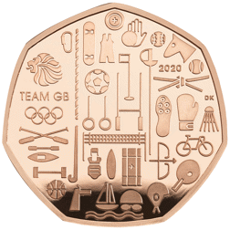 Pre-Owned 2021 Team GB Tokyo Olympics 50p Proof Gold Coin