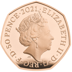 Pre-Owned 2021 Team GB Tokyo Olympics 50p Proof Gold Coin