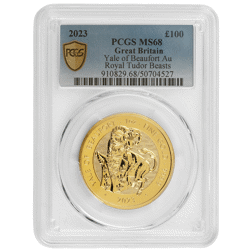 Pre-Owned 2023 UK Tudor Beasts 'Yale of Beaufort' 1oz Gold Coin - PCGS Graded MS68 - 910829.68/50704