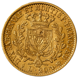 Pre-Owned 1827 Sardinia 20 Lire Gold Coin