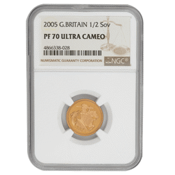 Pre-Owned 2005 UK Half Sovereign Proof Gold Coin - NGC Graded PF70 - 4866338-028