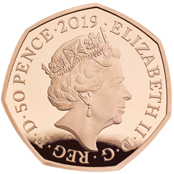 Pre-Owned 2019 UK Beatrix Potter Peter Rabbit 50p Proof Design Gold Coin